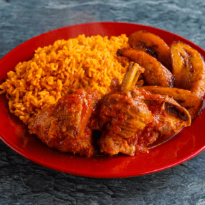 BEEF/JOLLOF RICE/PLANTAIN